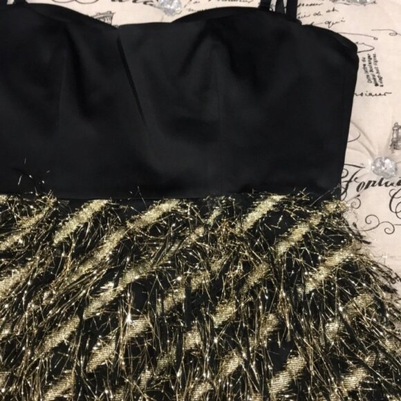 MILLY Black/Gold Tara Diagonal Metallic Cocktail - Picture 5 of 7